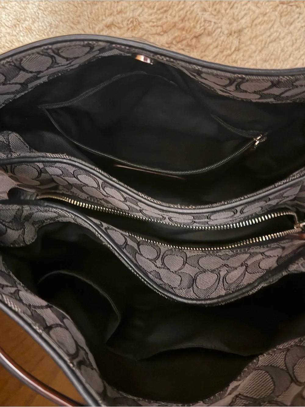 Coach Black/Charcoal Signature Shoulder Bag